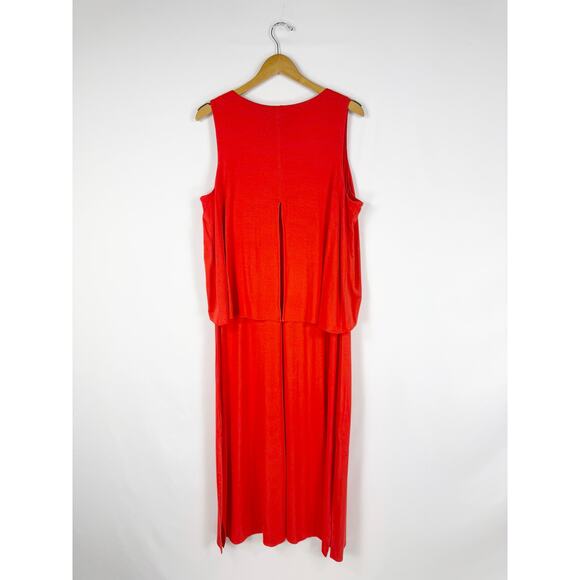 Chicos Womens Sleeveless Twofer Layer Midi Dress Size 12 / 14 Red - Picture 6 of 14